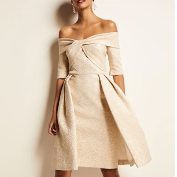 teri jon off the shoulder cocktail dress